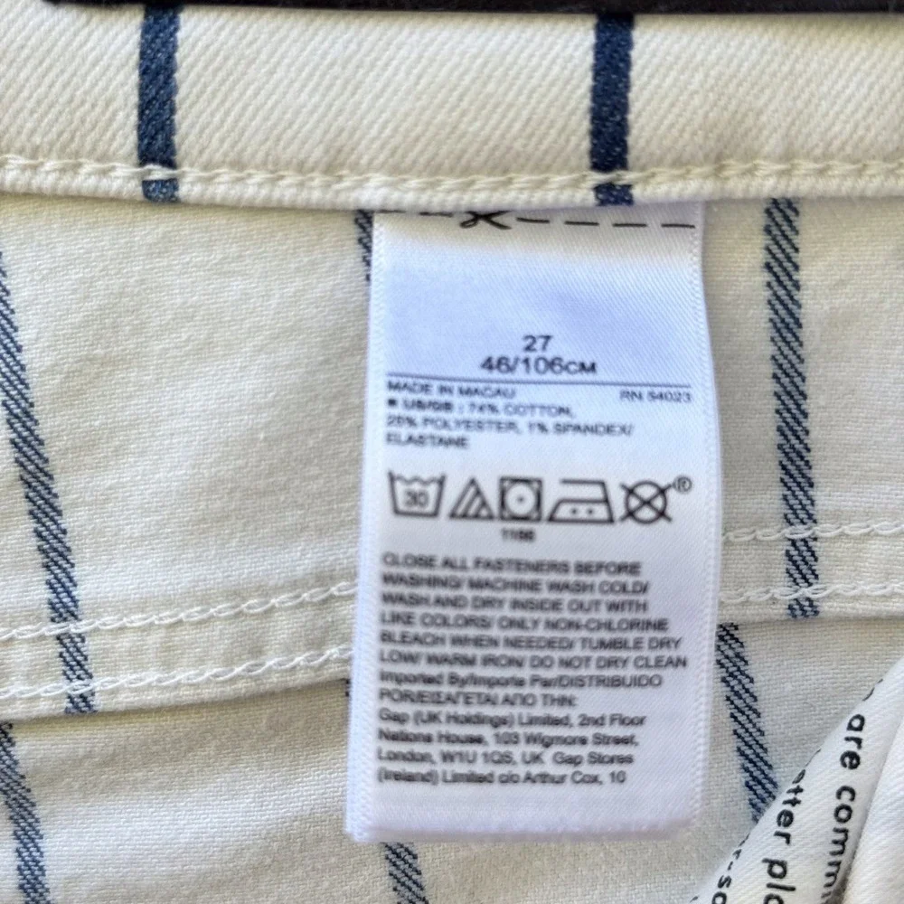 Banana Republic Pinstripe Skinny Jeans Womens 27 White Navy Nautical‎ Chic